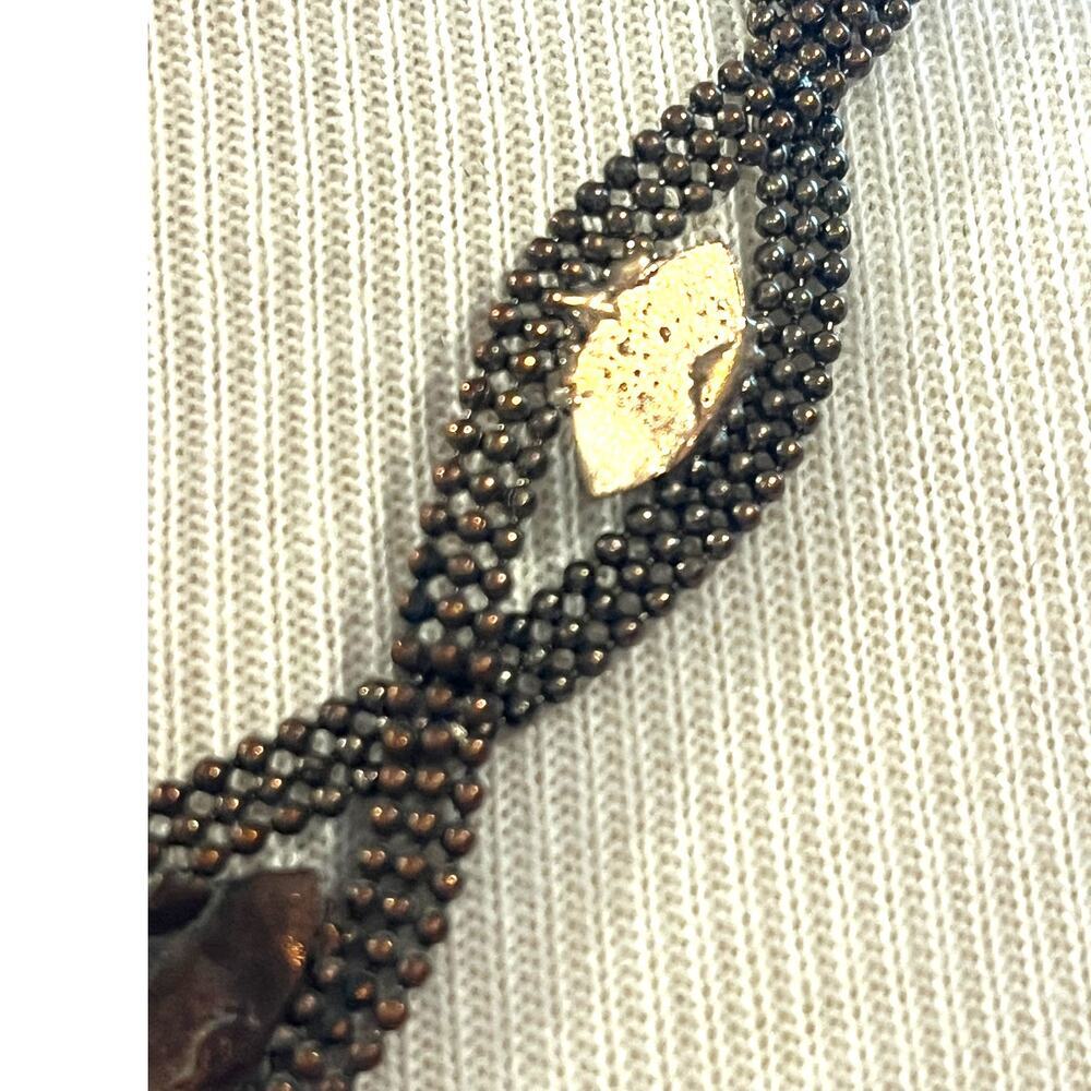 Vintage Black Gothic Metal Mesh Woven Snake Evil Eye Crystal Necklace - Picture 2 of 4